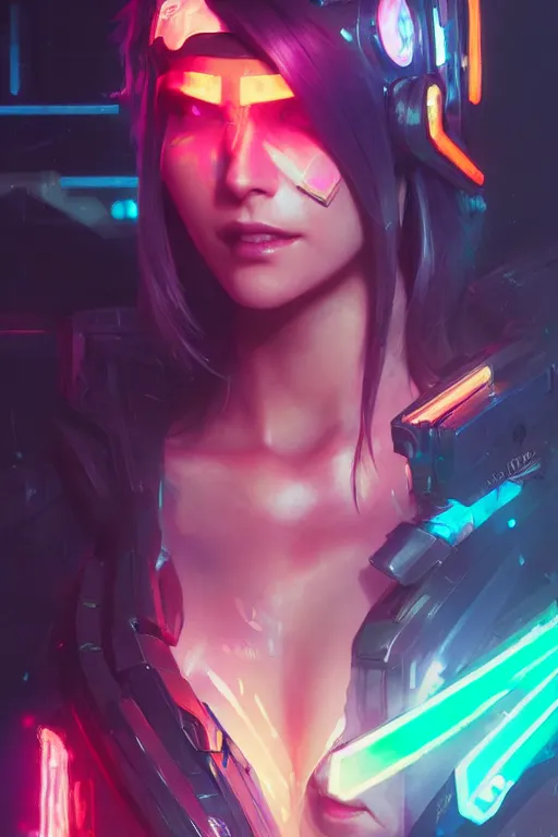 Image similar to caitlyn from league of legends, cyberpunk futuristic neon. decorated with traditional japanese ornaments by ismail inceoglu dragan bibin hans thoma greg rutkowski alexandros pyromallis nekro rene maritte illustrated, perfect face, fine details, realistic shaded, fine - face, pretty face