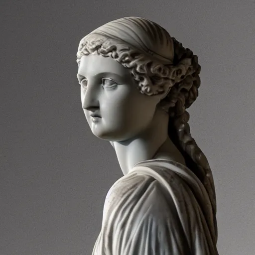 Prompt: beautiful face young ancient greek pious woman marble sculpture, dynamic lighting, cinematic, establishing shot, extremely high detail, shining, photo realistic, cinematic lighting, intricate line drawings, 8k resolution