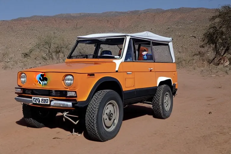 Image similar to 1 9 7 1 vw thing testarossa, dakar rally footage, speed