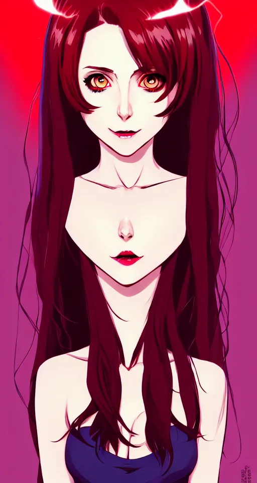 Vampire girl, red, manga, hat, glass, girl, anime, jname, vampire, eyes,  pink, HD wallpaper