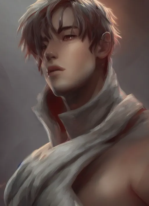 Image similar to detailed beautiful male character art, concept art, depth of field, on amino, by sakimichan patreon, wlop, weibo, byc. net, byc high quality art on artstation.