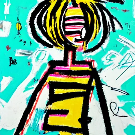 Prompt: Hatsune miku by Jean-Michel Basquiat
