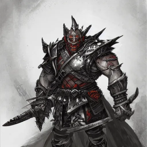 Image similar to orc warrior concept art, yoshitaka amano, akihiko yoshida