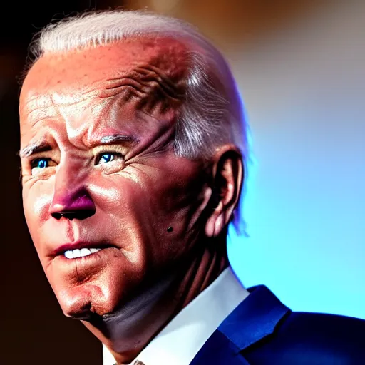 Image similar to blue joe biden with blue light blue skin blue