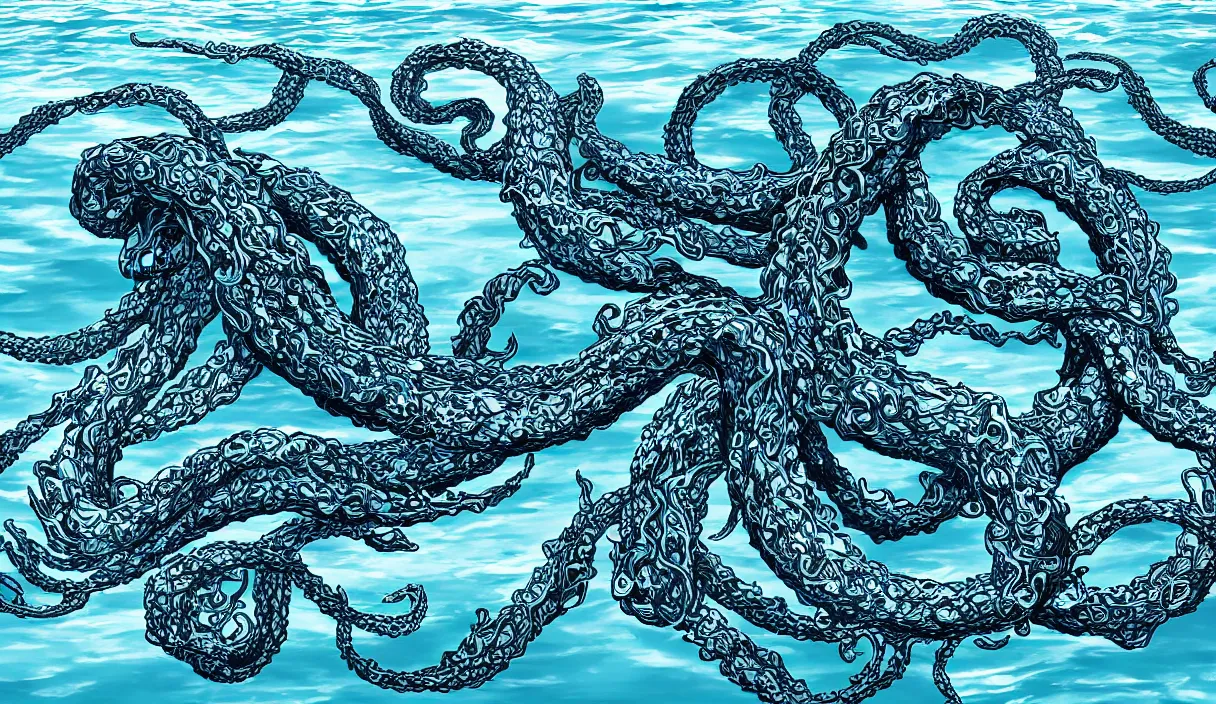 Image similar to kraken in the middle of the sea, hd, hdr, 8 k