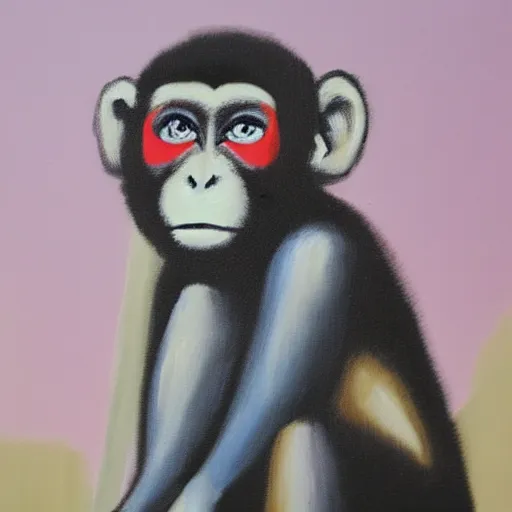 Image similar to Acrylic on canvas portrait of monkey