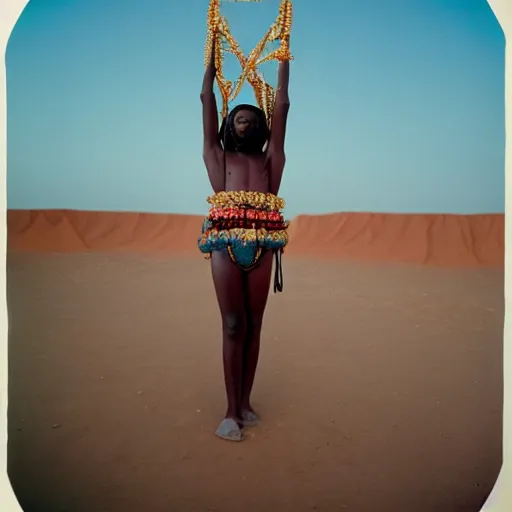 Prompt: Mansa Musa, 35mm film, by Ren Hang