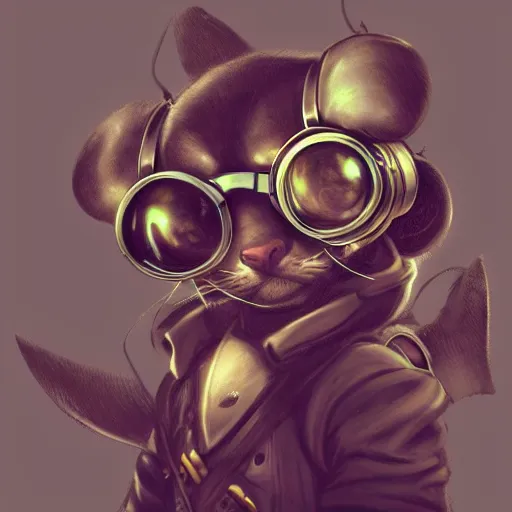 Prompt: a profile picture of a mouse with steampunk googles, by ROSS tran, 4k