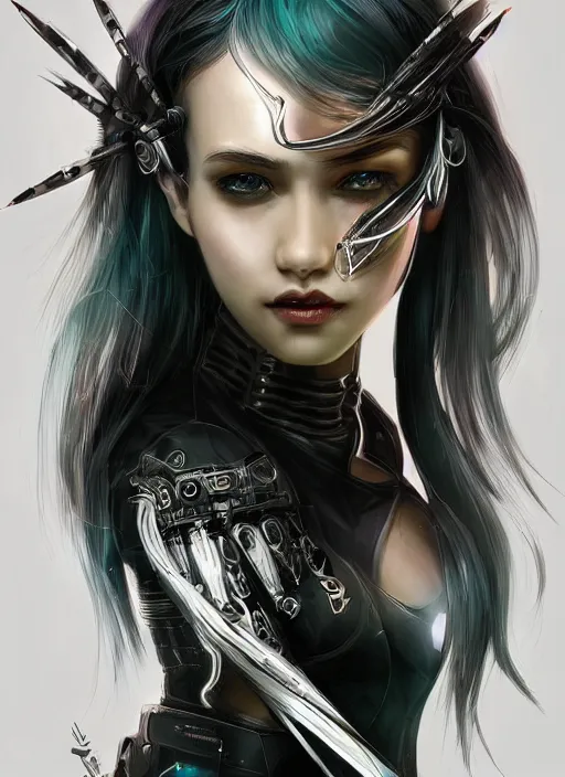 Image similar to teen elf, cyberpunk, black hair, gorgeous, amazing, elegant, intricate, highly detailed, digital painting, artstation, concept art, sharp focus, illustration, art by ross tran