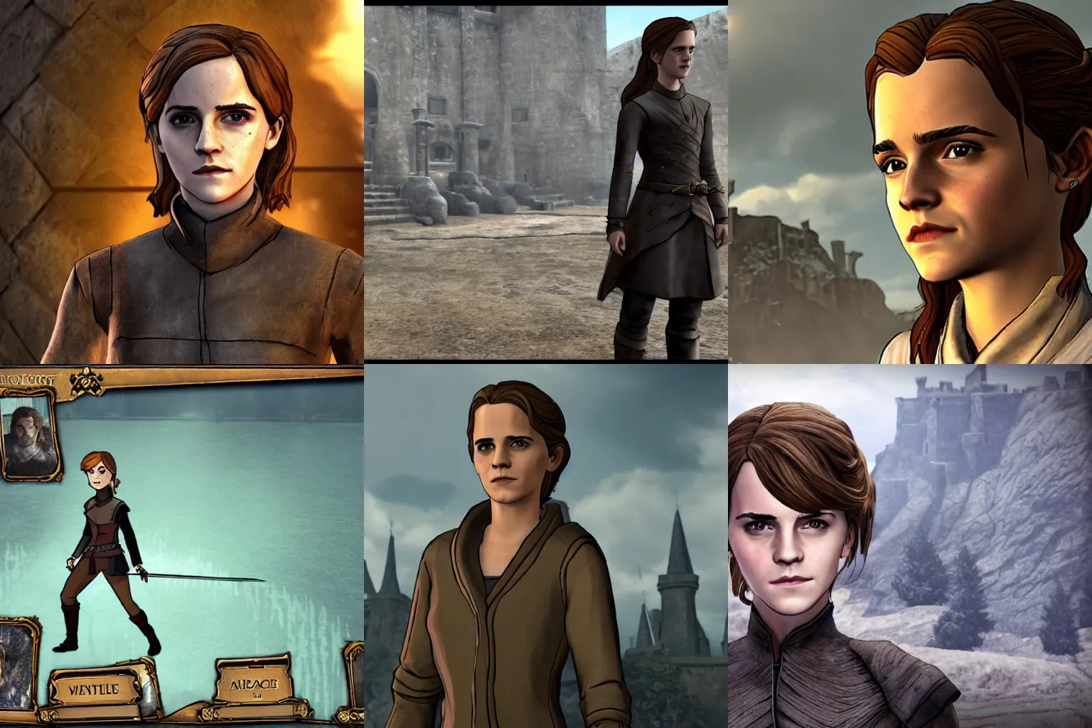 Prompt: Screenshot of Emma Watson in Telltale Game of Thrones