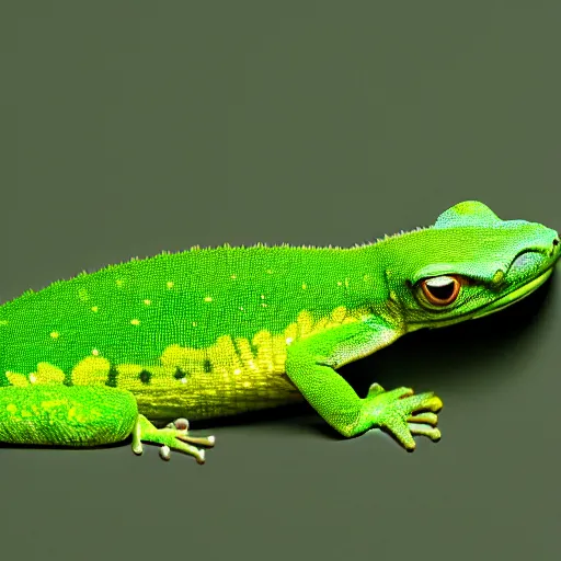 Image similar to a photo of an enormous green gecko hugging planet earth