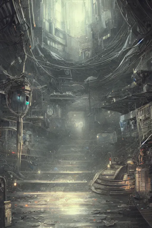 Image similar to digital painting, trending on pixiv, death station, intricate scenery, y 2 k, unknown