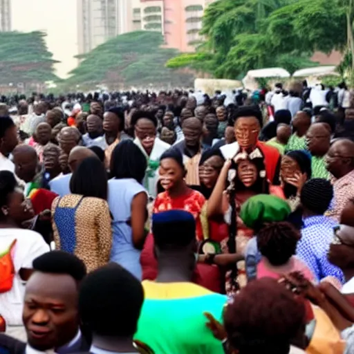 Prompt: nigerians and chinese in a crowd, detailed
