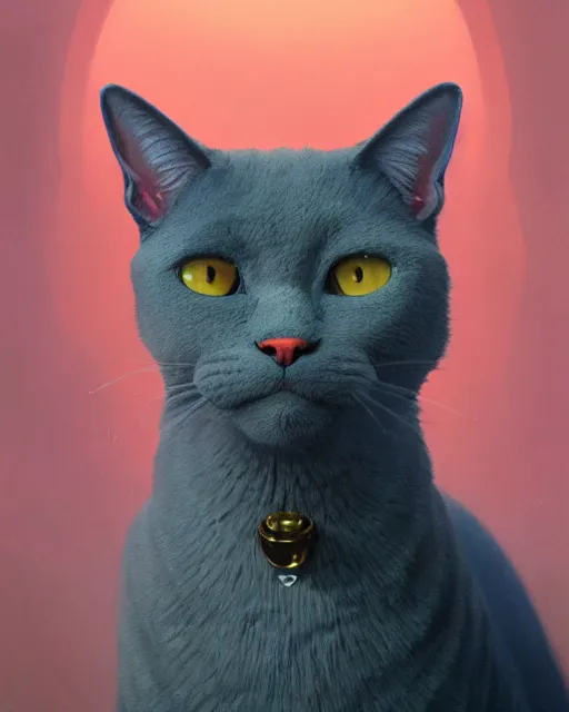 Prompt: highly detailed surreal vfx portrait of a russian blue cat in the mob, stephen bliss, unreal engine, greg rutkowski, loish, rhads, beeple, makoto shinkai and lois van baarle, ilya kuvshinov, rossdraws, tom bagshaw, alphonse mucha, global illumination, detailed and intricate environment