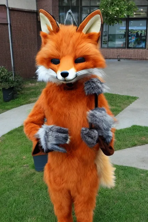 Image similar to an anthropomorphic fox, fursuit!!!!, cosplay