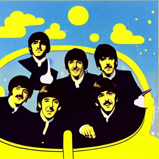 Image similar to the beatles in a yellow submarine