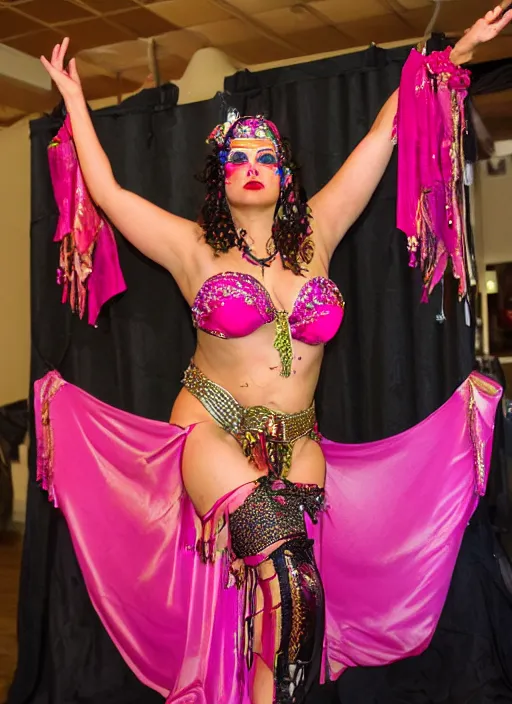 Prompt: bellydancer festival warrior curvy partygirl cinematic, vallejo, diego rivera