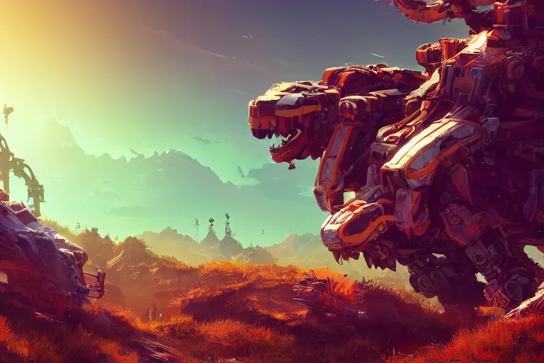 Image similar to burrower machine mecanical creature robot of horizon forbidden west horizon zero dawn bioluminiscence global illumination ray tracing hdr fanart arstation by ian pesty and alena aenami artworks in 4 k