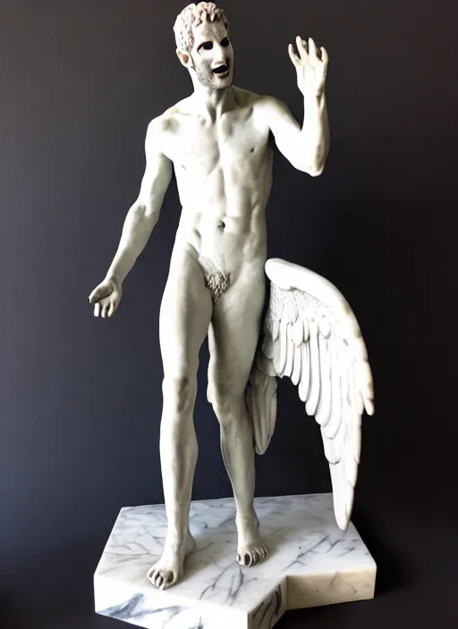 Image similar to modern marble statue of tom ellis ( lucifer ) as a demon