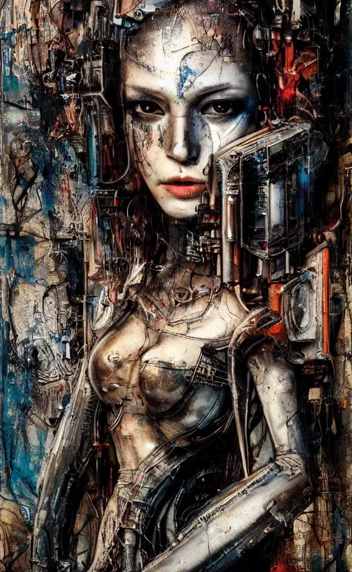 Image similar to beautiful women made of mech mask rendered in unreal engine, cyberpunk, full body, dark, rave, scifi, painted by albrecht durer | bernard buffet | carne griffiths | wlop