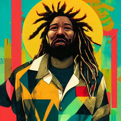 Image similar to Hightimes magzine Dreadlock Rasta cover by Sachin Teng, asymmetrical, Matte Painting ,paint pour smoke, geometric shapes, marijuana, hard edges, energetic, graffiti, street art:2 Masterpiece, high detail, by Sachin Teng:4