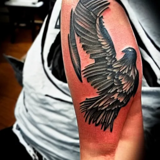 Prompt: Tattoo of the eagle from Fernet Branca