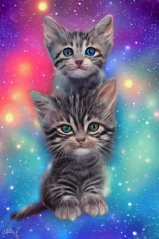 Prompt: a cute galactic kitten, hyper detailed, digital art