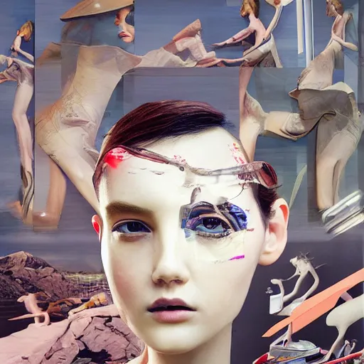 Image similar to 3 d, fashion model looks into the frame, poster art, intricate oil painting, high detail, figurative art, multiple exposure, poster art, 3 d, by stanley kubrick and tooth wu and wlop and beeple