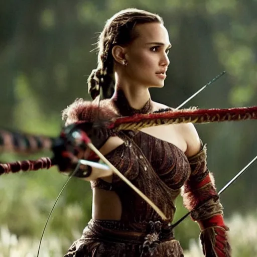 Prompt: Natalie portman as a beautiful archer in a fantasy