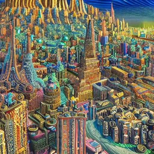 Prompt: metropolitan city made entirely of play - doh, extreme realism, extremely detailed digital painting, highly detailed, abstract, 1 9 2 0's colored pencil art style, deep aesthetic, 8 k, highly ornate intricate details, cinematic lighting, rich colors, digital artwork, ray tracing, hyperrealistic, photorealistic, cinematic landscape, trending on artstation, concept art,