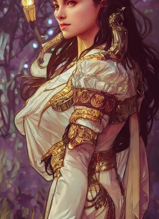 Image similar to hannah owo as queen, incredibly detailed face, pretty face, light dress, true anatomy, art by artgerm and greg rutkowski and alphonse mucha