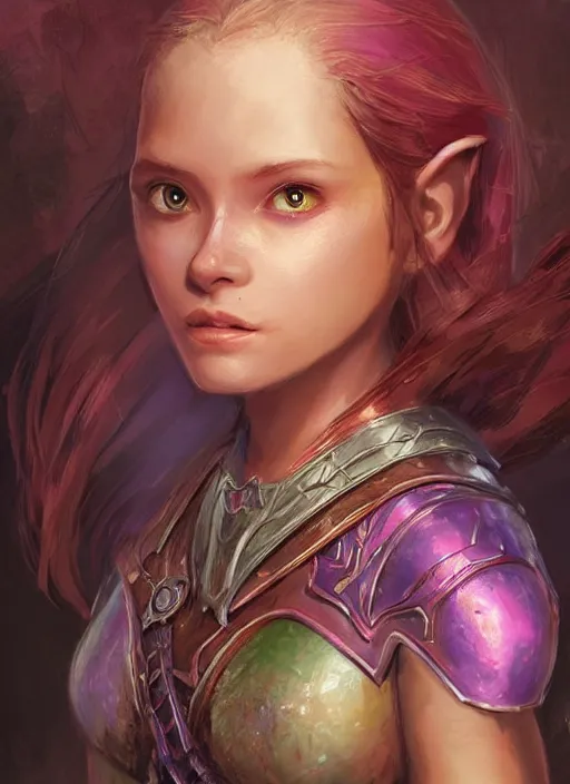 Prompt: young girl, ultra detailed fantasy, dndbeyond, bright, colourful, realistic, dnd character portrait, full body, pathfinder, pinterest, art by ralph horsley, dnd, rpg, lotr game design fanart by concept art, behance hd, artstation, deviantart, hdr render in unreal engine 5