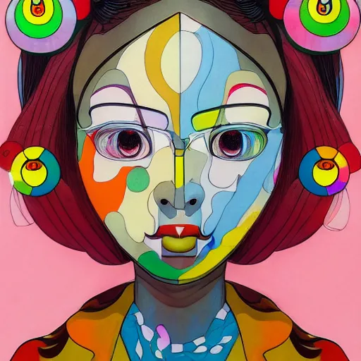 Image similar to a surreal portrait of a girl by takashi murakami, trending on art station