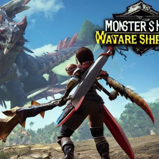 Image similar to monster hunter world gameplay in the style of shindol