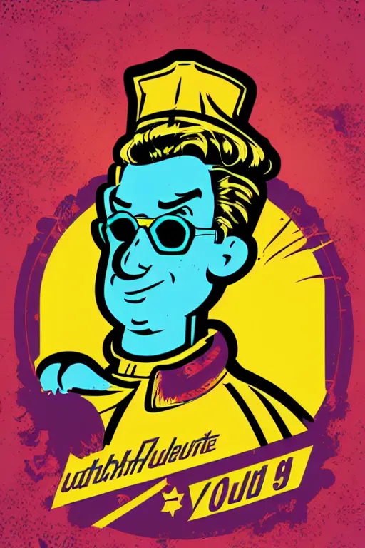 Image similar to fallout 7 6 retro futurist illustration art by butcher billy, sticker, colorful, illustration, highly detailed, simple, smooth and clean vector curves, no jagged lines, vector art, smooth andy warhol style