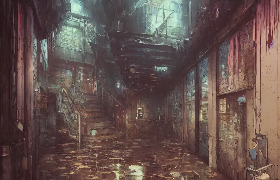 Image similar to a hyper detailed background of an anime school hallway, by dorian cleavenger, greg rutkowski, wlop, astri lohne, zdzisław beksinski trending on artstation