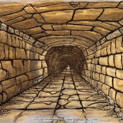 Image similar to 12000 year old tunnel from Scotland to turkey. Illustration. Detailed. Trending on art station