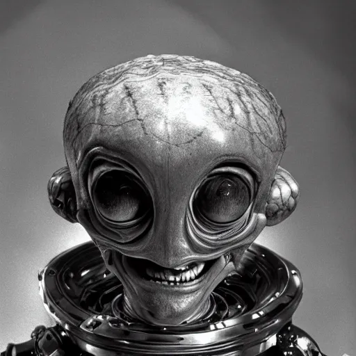 Prompt: portrait of aliens from Mars Attacks movie (1996) highly detailed, 50mm canon 1.4, award winning photograph by Yousuf Karsh