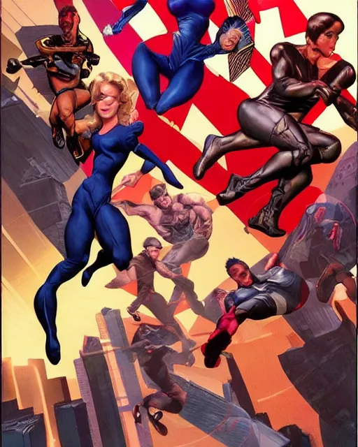 Image similar to agent babes comic panel / pinterest / graphic art / 8 k uhd resolution / 8 k uhd character, movement, face details, dynamic movement, dynamic posse details / 8 k uhd style alex ross, don lawrence's, jamal campbell, bilquis evely, akira hiramoto, barry windsor - smith and russel dauterman