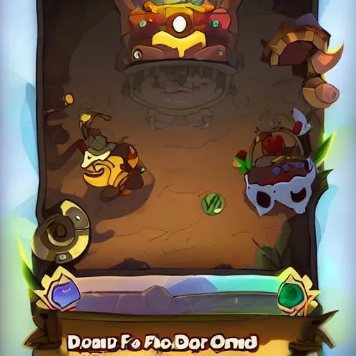 Image similar to a card of a new dofus online game. Full card, card game , design, card , art station