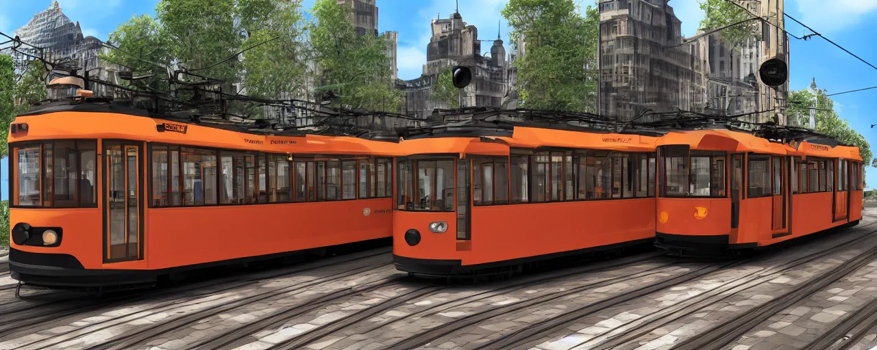 Image similar to tram made of sausage, 4k, ultra detailed, hyper realistic,