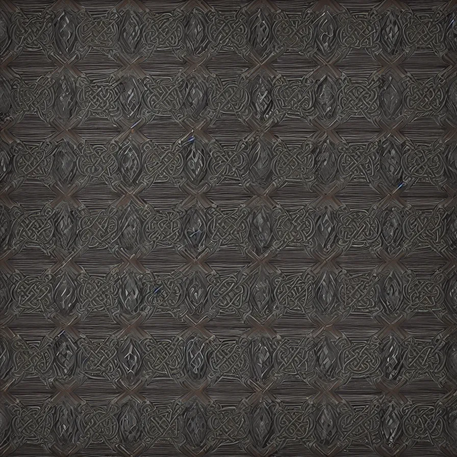 Prompt: texture with celtic neon retrowave decorative pattern, artstation, illustration, highly detailed, art by backer harriet and greg rutkowski, symmetrical, grey art, old vhs tape