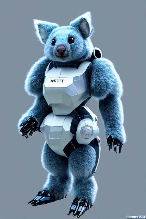 Prompt: high quality 3 d render sci - fi very cute mecha & fluffy! wombat!! hybrid! fighting, highly detailed, unreal engine cinematic smooth, in the style of blade runner & detective pikachu, hannah yata charlie immer, dark blue neon light, low angle, uhd 8 k, sharp focus