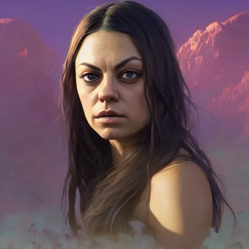 Image similar to highly detailed portrait, mila kunis, in gta v, stephen bliss, unreal engine, fantasy art by greg rutkowski, loish, rhads, ferdinand knab, makoto shinkai and lois van baarle, ilya kuvshinov, rossdraws, tom bagshaw, global illumination, radiant light, detailed and intricate environment