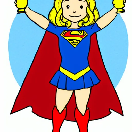 Image similar to child's drawing of supergirl lifting a trophy.