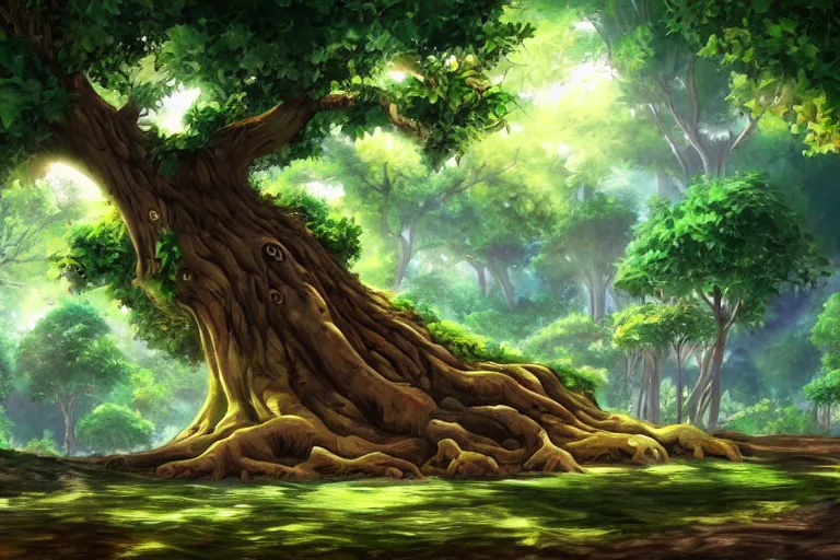 Image similar to Fantastic tree, one piece, concept art, 4K, detailed, high quality