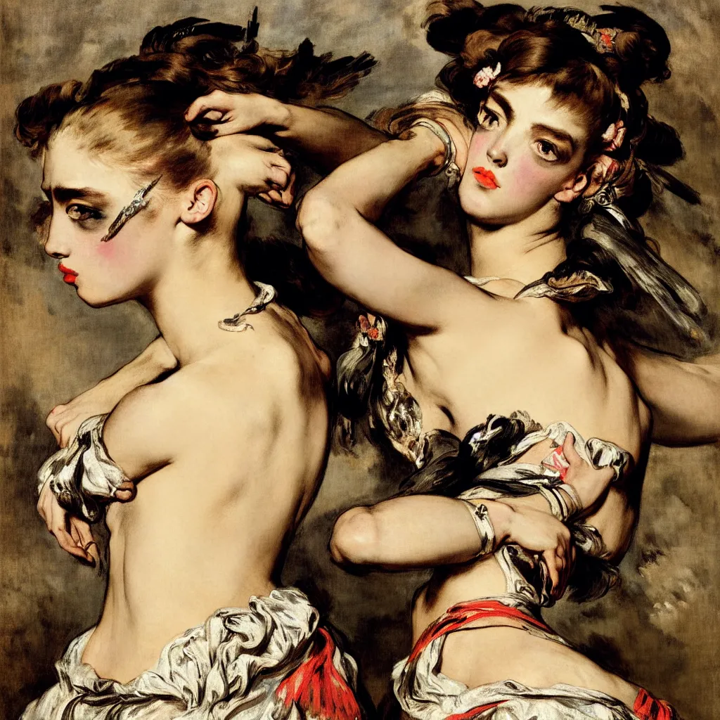 Image similar to fashion advertising campaign by eugene delacroix, highly detailed, intricate