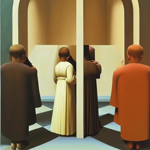 Image similar to oil painting by george tooker