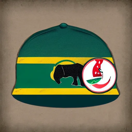 Prompt: baby elephant wearing south africa cricket team hat, digital illustration, south african cricket team