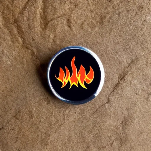 Image similar to minimalistic clean fire warning enamel pin